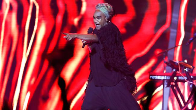 Zaachariaha Fielding of Electric Fields performs 2000 and Whatever during the 2019 Eurovision - Australia Decides final at the Gold Coast Convention and Exhibition Centre. Picture: AAP Image/Regi Varghese