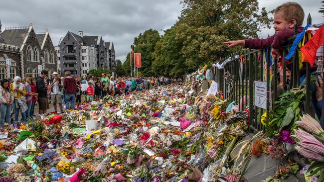 Floral tributes continue to build for the victims of the Christchurch mosque attacks. Picture: Carl Court/Getty Images