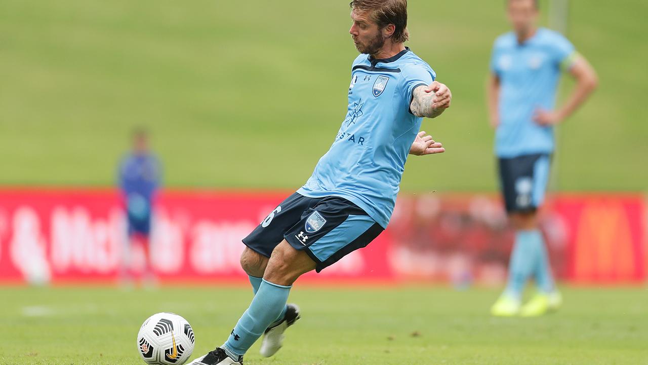 Brattan fires in for Sydney FC. Picture: Getty Images