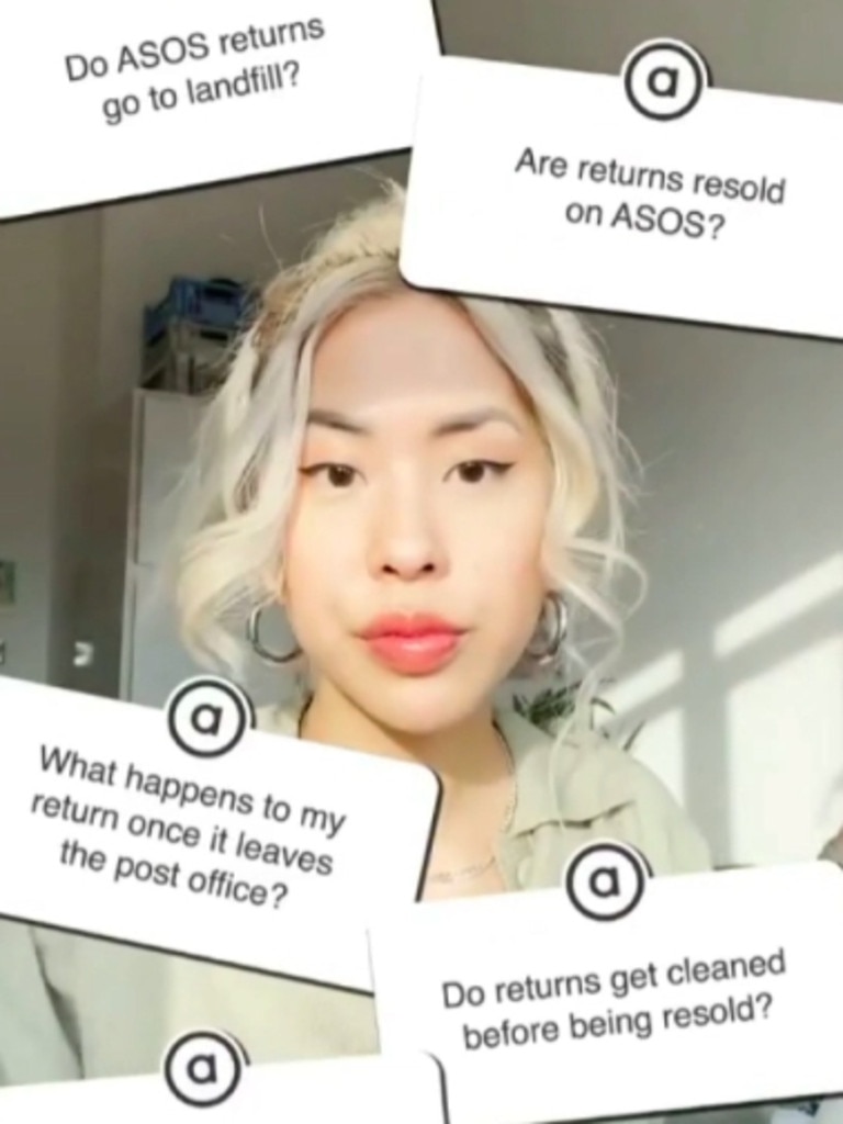 ASOS worker Jess Cheng shared the retailer’s process for returned items. Picture: TikTok/@asos