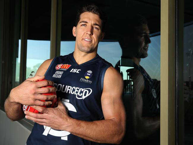 Alex Aurrichio (South Adelaide Football Club player) from America at Hickinbotham Oval. Alex is speaking in the lead up to the SANFL's Multicultural Round and the importance of embracing everyone's backgrounds. 26/05/17  Picture: Stephen Laffer