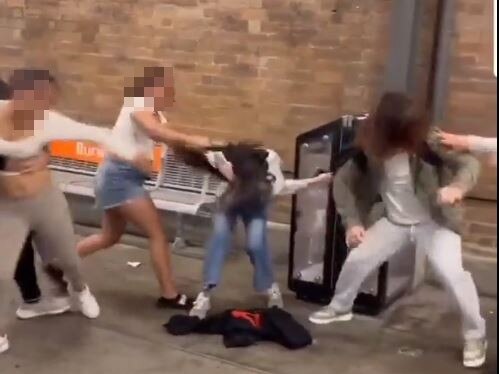 Four girls have been charged after an alleged brawl at a Sydney train station