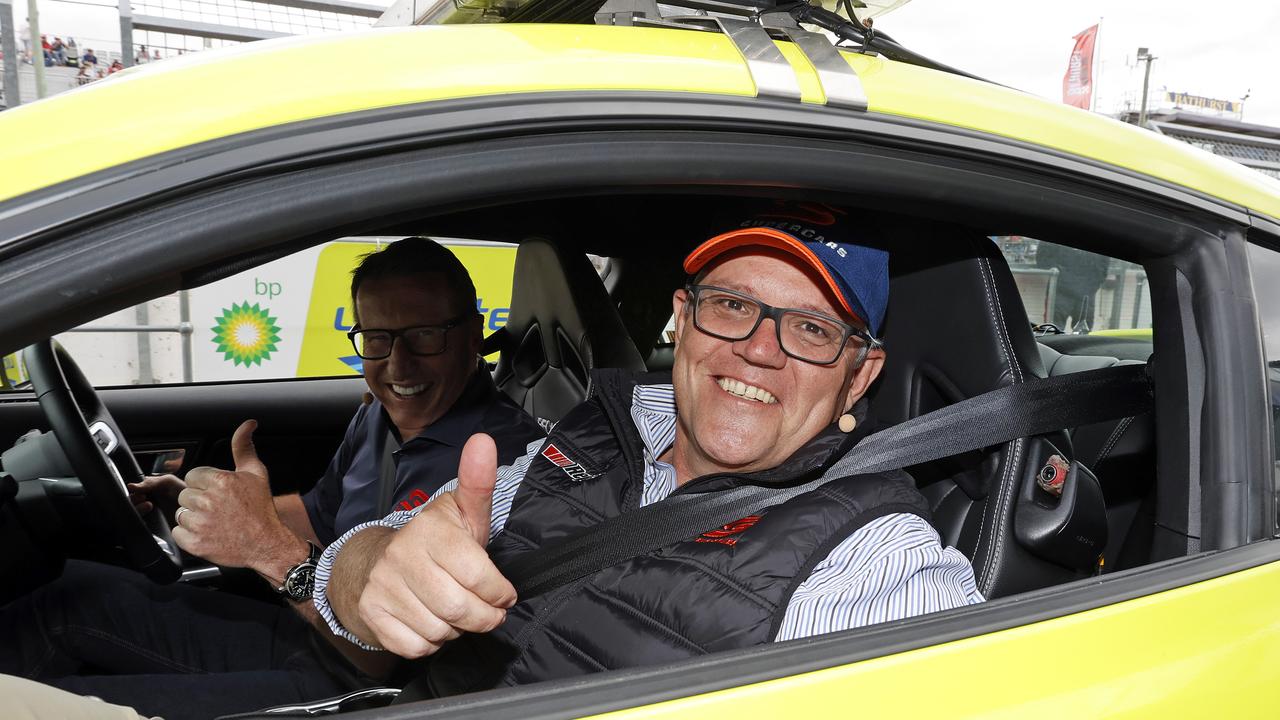 Scott Morrison did a flying lap at Bathurst with Mark Skaife. Picture: Tim Hunter.