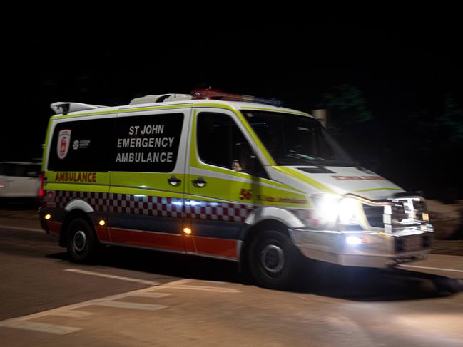 Emergency service vehicles arrive at the Darwin Correctional Centre after prisoners broke out of their cells. Picture: Che Chorley