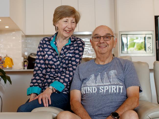 SYDNEY, AUSTRALIA - NewsWire Photos NOVEMBER 6, 2024: Robyn and Albert Watts pictured at home in Wentworth Point on Wednesday. The couple are downsizing but staying in the suburb. Picture: NewsWire / Nikki Short