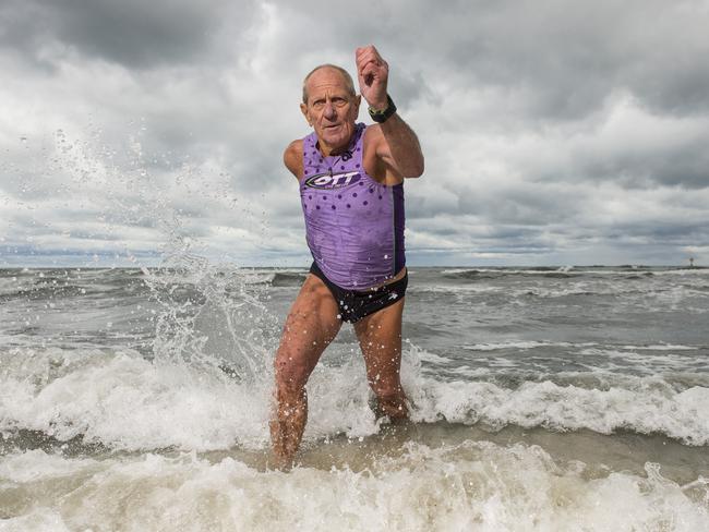 Oscar Carlson, 76, is a regular Ironman athlete and doesn't plan on slowing down. Picture: Eugene Hyland