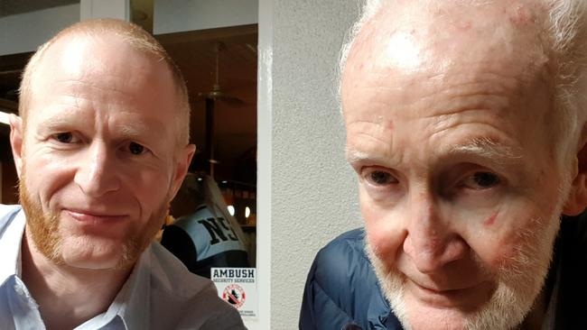 Dr Damian Adams with his biological father, Rodney Reis: “It’s like looking at a mirror in 30 years’ time.” Picture: Supplied