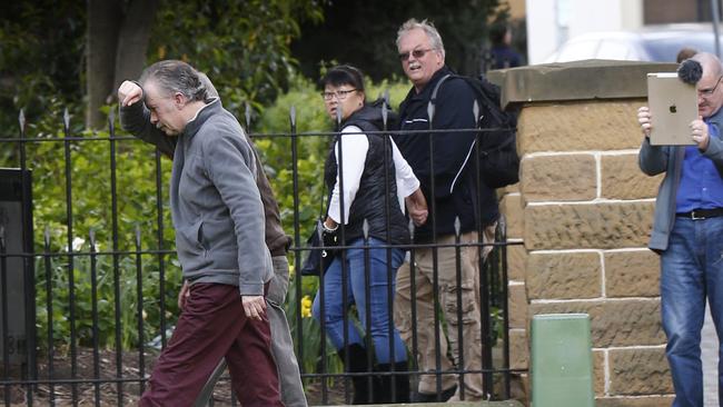 Sonny Day, at left, being released from jail after serving a sentence of producing child pornography including a fictitious account about missing child William Tyrell.