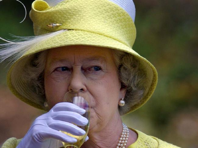 Queen Elizabeth II drinking a glass of wine at Chateau Barossa during a royal visit to South Australia in 2002. Picture: Supplied