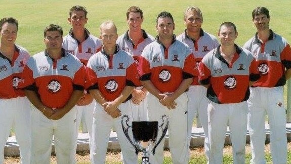 The Wests' Alice Springs A-grade cricket team, which won the 2001/2002 premiership. Darren Clark is pictured in the front row second from right.