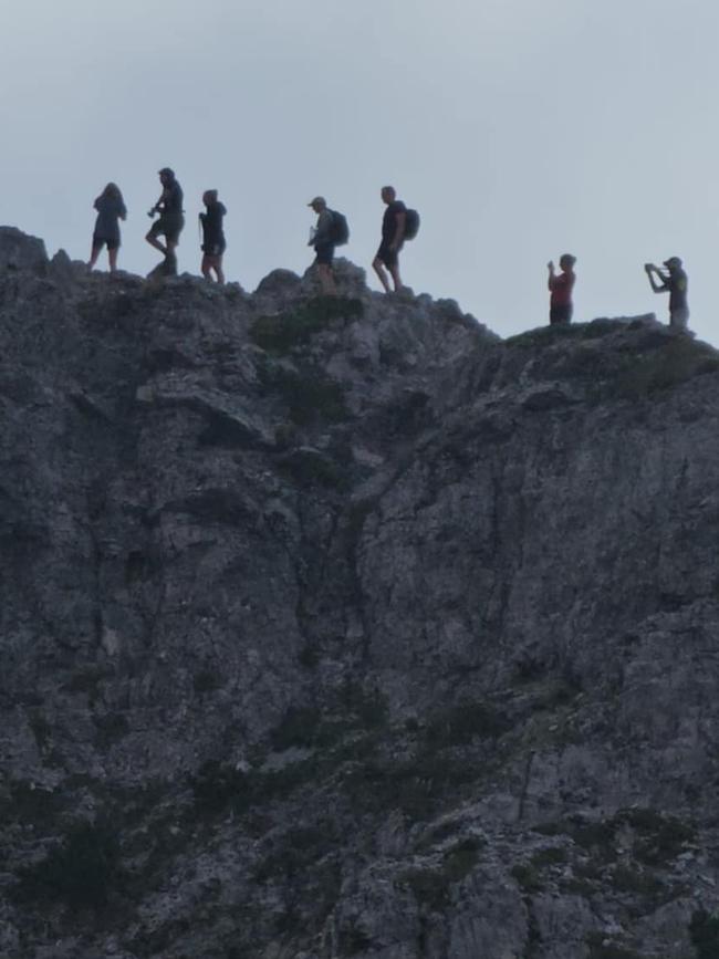 Tourists at the top of the notorious ‘selfie spot’ on the Valbona-Theth trail. Picture: Supplied