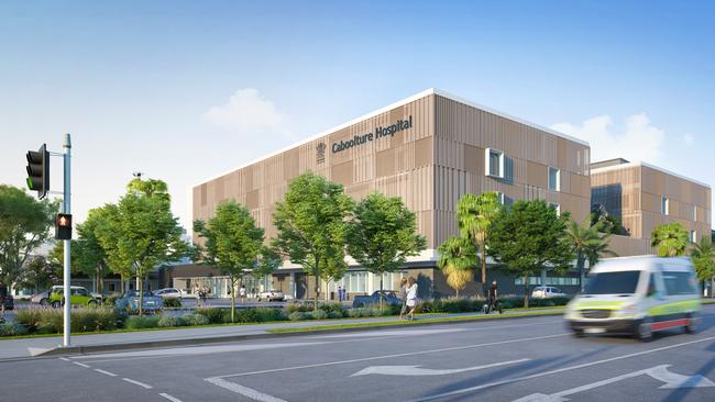 A concept image of the new five-storey clinical services building that will be built at the Caboolture Hospital.