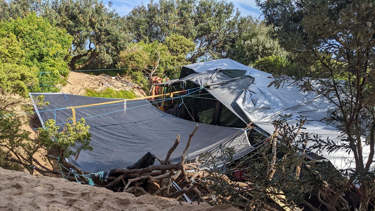 Locals are split over the homeless people living in tents at Dee Why. Picture: Facebook