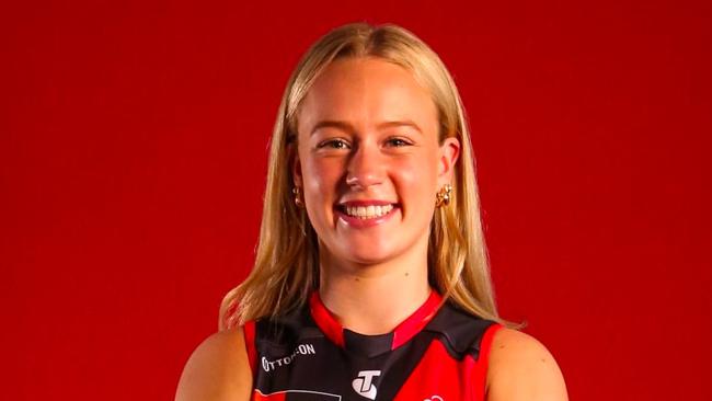 Tasmania's AFLW draftee Sophie Strong in Essendon colours. Picture: Essendon FC