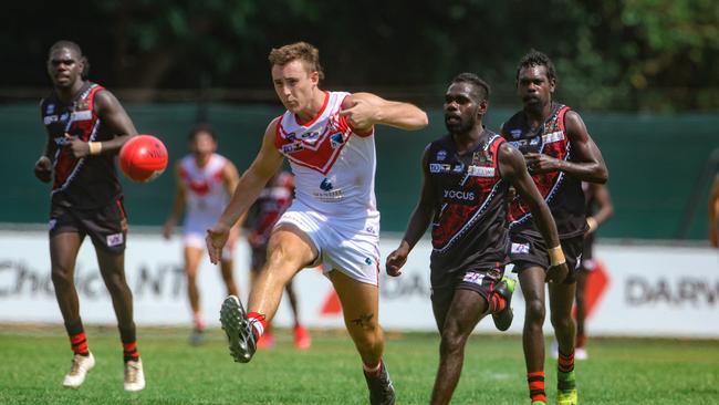 Josh Saltalamacchia in action in the NTFL. Picture: Glenn Campbell