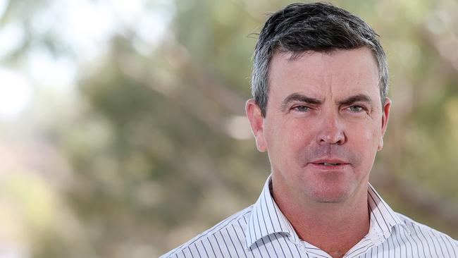 LNP candidate for Gregory Sean Dillon, during media conference at Apex Park, Longreach. Picture: Liam Kidston.