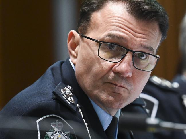 CANBERRA, AUSTRALIA, NewsWire Photos. AUGUST 4, 2023: Australian Federal Police Commissioner Reece Kershaw appears before the Legal and Constitutional Affairs Legislation Committee Budget Estimates 2023Ã¢â¬â24 at Parliament House in Canberra. Picture: NCA NewsWire / Martin Ollman