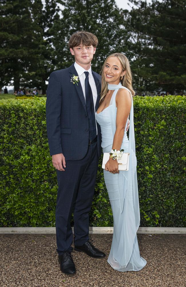 Max Berry and Millie Evans at Centenary Heights State High School formal at Picnic Point, Friday, November 15, 2024. Picture: Kevin Farmer