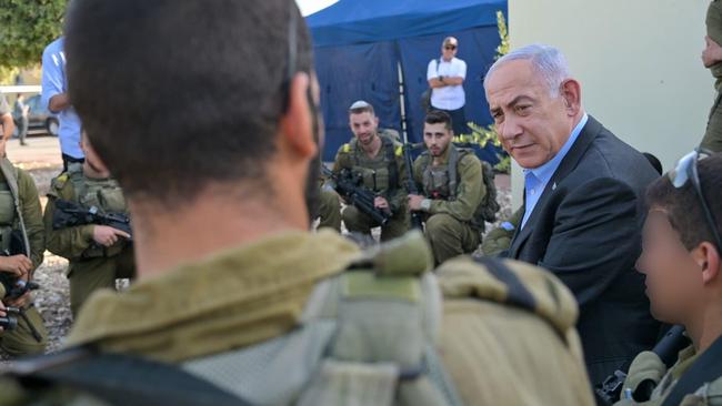 Prime Minister Benjamin Netanyahu visits an Israeli training base targeted by a deadly Hezbollah drone strike. Picture: GPO