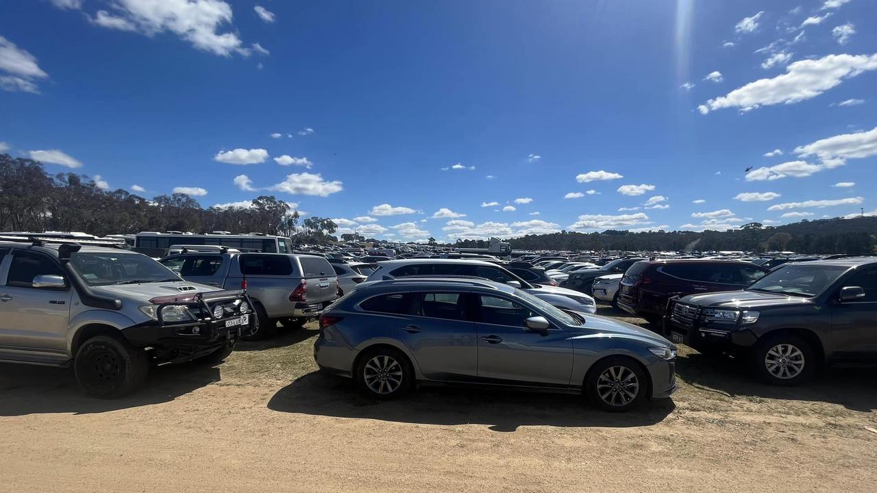 Drivers in the middle row were left unable to drive home until other motorists moved their cars. Picture: Richard Fulton