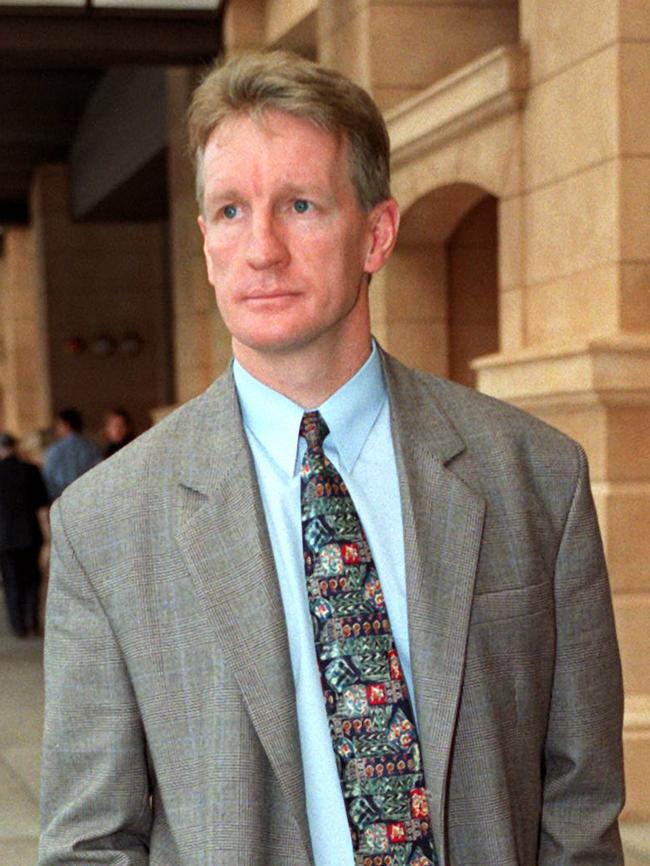 Shooting victim Derrick McManus outside court following an appearance by Tony Grosser in 1999.