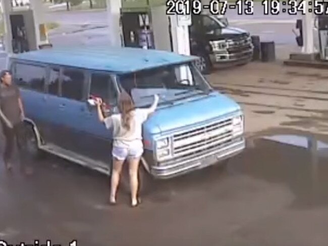 CCTV of Lucas Fowler and Chynna Dees at a petrol station in Fort Nelson on July 13. Picture: RCMP