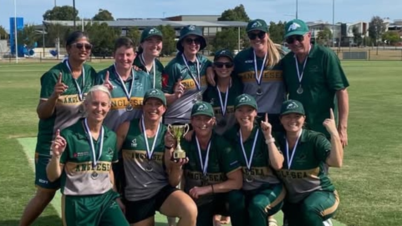 Anglesea's women's cricket team celebrate their 2024/25 C-grade premiership. Picture: Anglesea CC