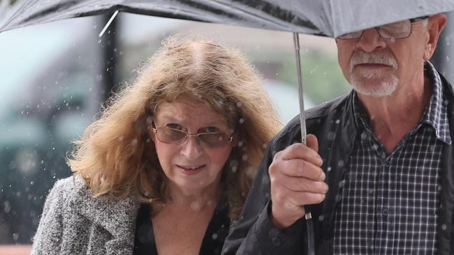 Janine Lusher with a supporter outside the Adelaide Magistrates Court. Picture: NewsWire / David Mariuz