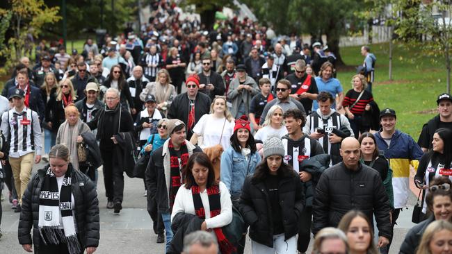 Crowds may be limited for future footy games in Melbourne. Picture: David Crosling