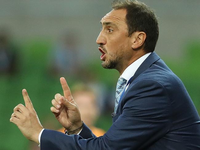MELBOURNE, AUSTRALIA - FEBRUARY 11:   Melbourne City Coach Michael Valkanis gestures during the round 19 A-League match between Melbourne City FC and the Brisbane Roar at AAMI Park on February 11, 2017 in Melbourne, Australia.  (Photo by Robert Cianflone/Getty Images)