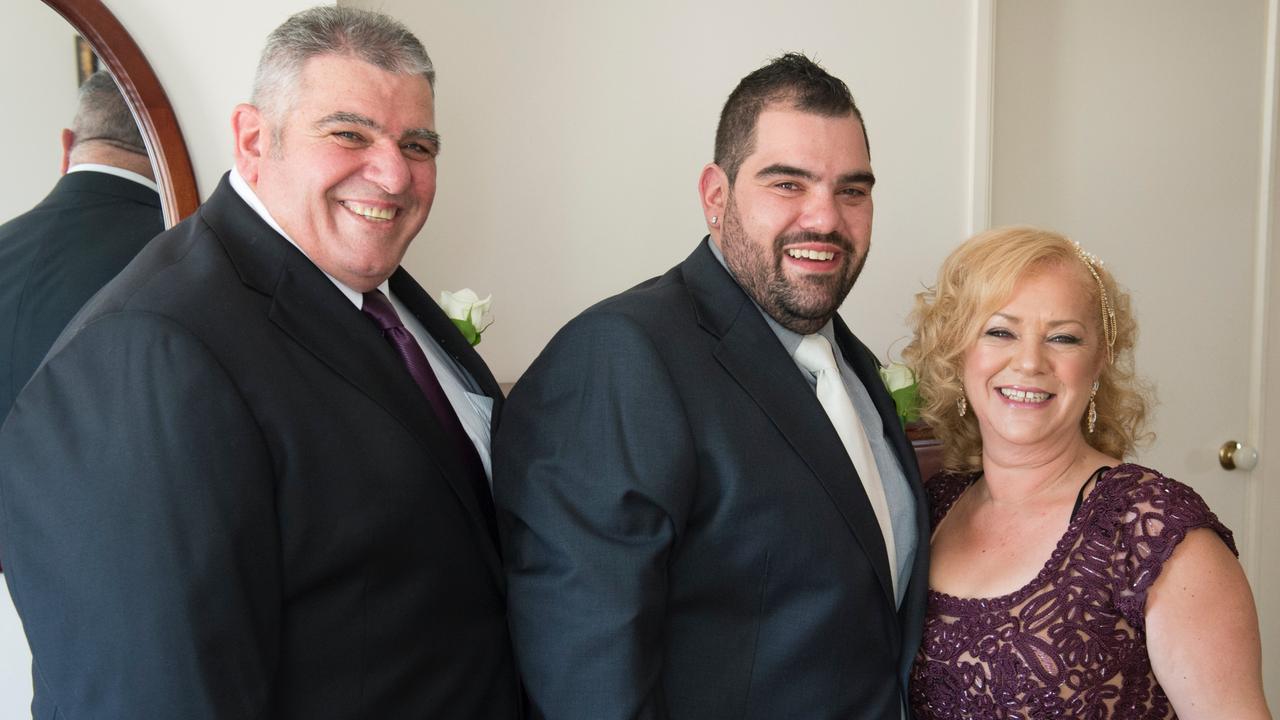(L to R): Vince Condello before his transformation, his son Vince Jnr and wife Anna.