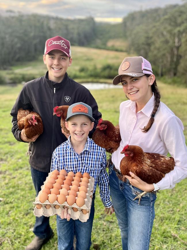Cody, Ashton and Annie-Maree bought a caravan for their chickens.