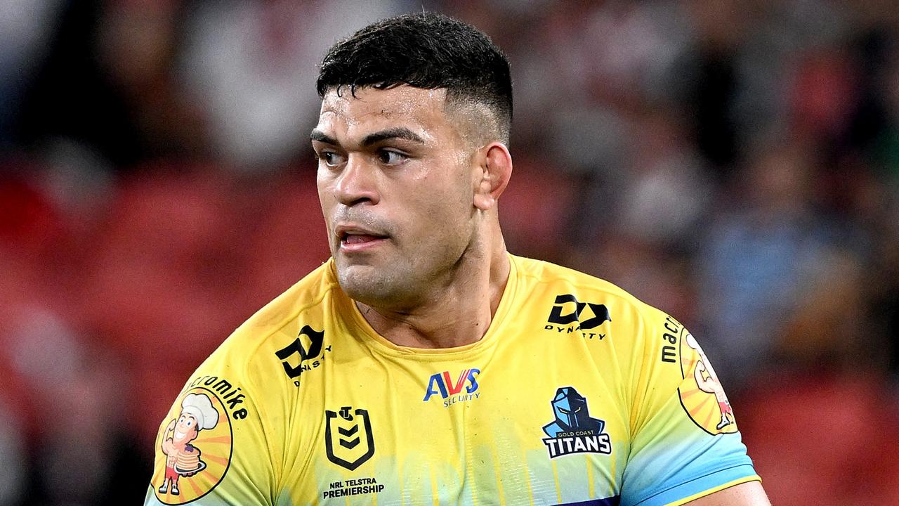 BRISBANE, AUSTRALIA - MAY 07: David Fifita of the Titans in action during the round 10 NRL match between Gold Coast Titans and Parramatta Eels at Suncorp Stadium on May 07, 2023 in Brisbane, Australia. (Photo by Bradley Kanaris/Getty Images)