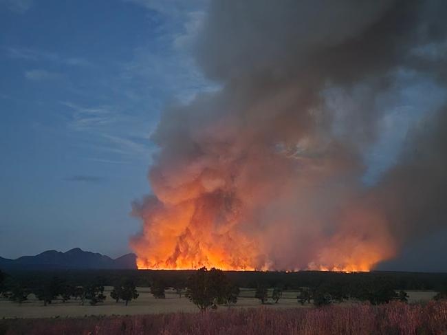 The southern end of the Grampians fire on Christmas Day 2024. Picture: Pat Millear