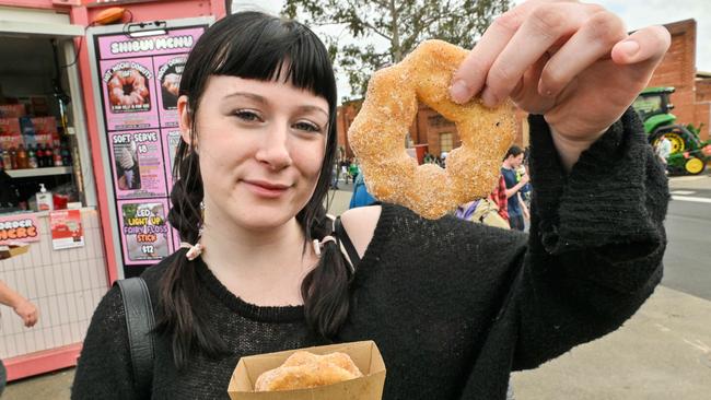 Dahna Beer-Smith trying some Mochi doughnuts. Picture: Brenton Edwards