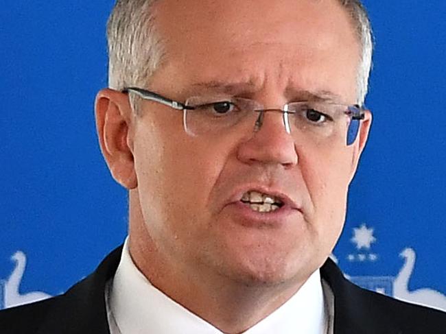 MELBOURNE, AUSTRALIA - MARCH 18: Prime Minister Scott Morrison addresses the Australia-Israel Chamber of Commerce on March 18, 2019 in Melbourne, Australia. The Prime Minister has announced an acceleration to the Safer Communities programme, with $55 million in community safety grants, with priority to be given to religious schools, places of religious worship and religious assembly. Grants from $50,000 to $1.5 million will provide for safety enhancements such as CCTV cameras, lighting, fencing, bollards, alarms, security systems and public address systems. The additional funding is in response to the deadly shooting attacks on two mosques in Christchurch on Friday, 15 March which killed 50 people. (Photo by Quinn Rooney/Getty Images)