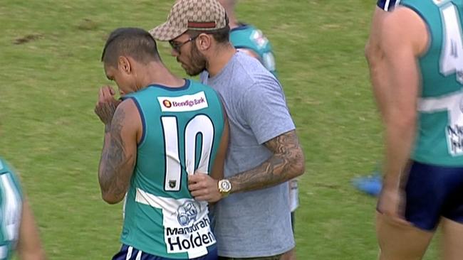 Fremantle Docker Harley Bennell at the WAFL match. Picture: Seven News