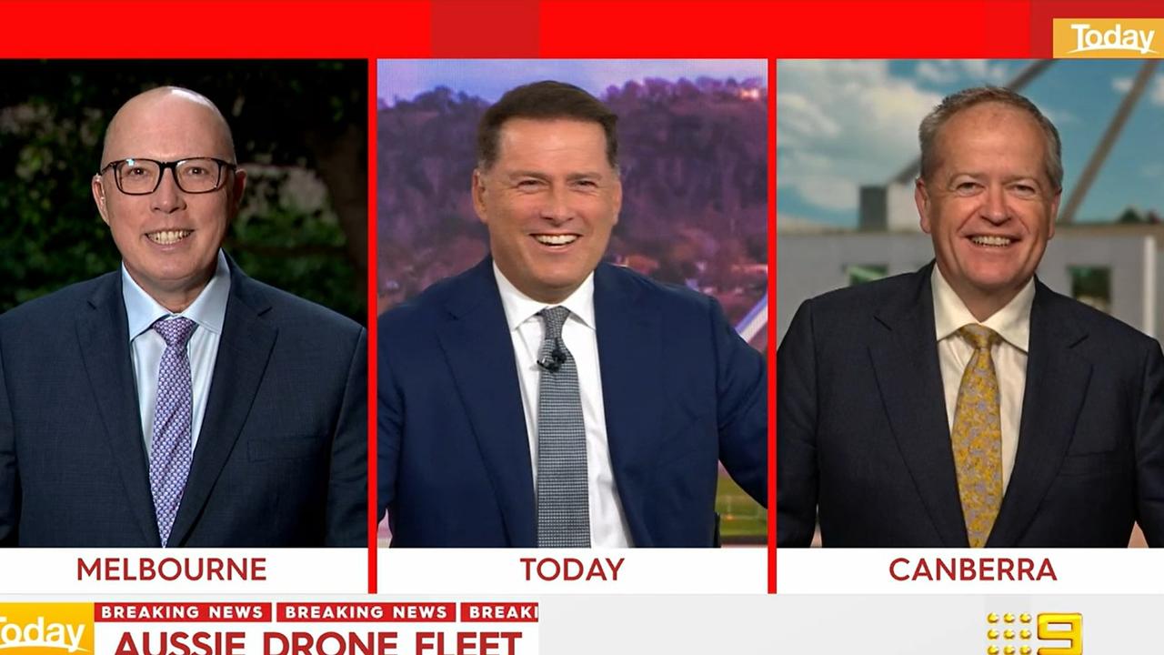 Peter Dutton, Karl Stefanovic and Bill Shorten on the Today show.