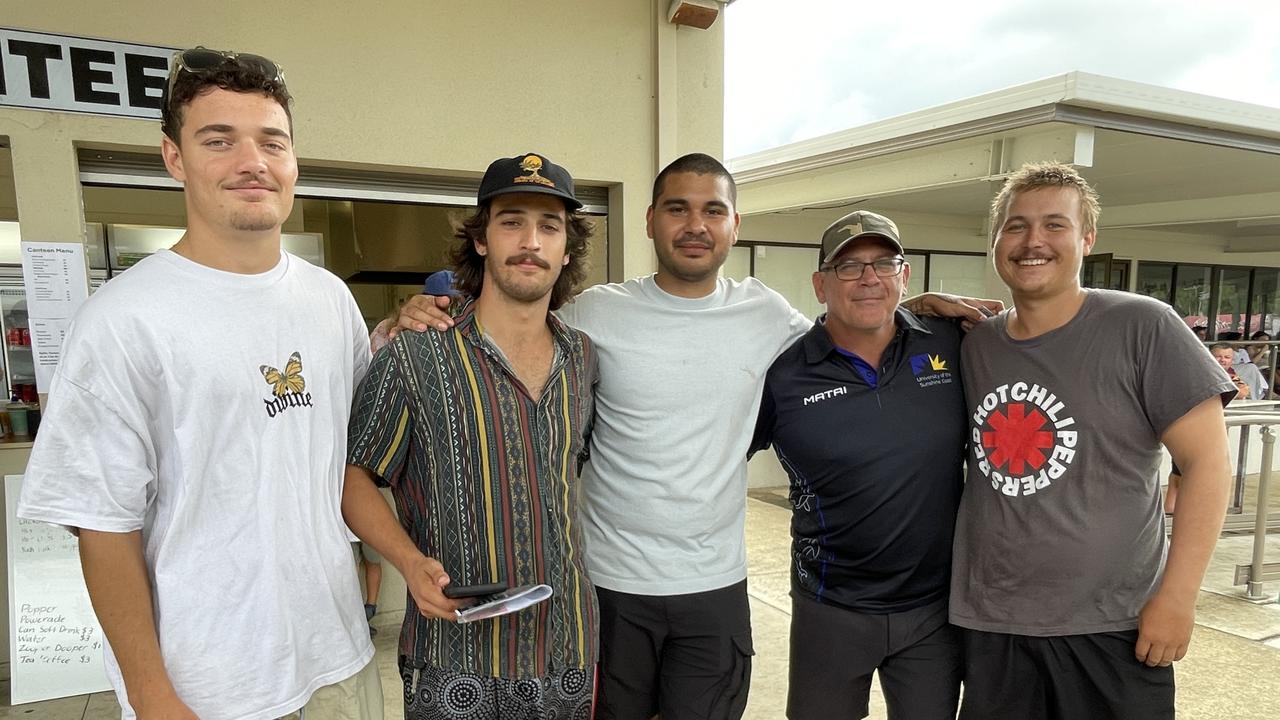 Tom Adame, Josh Kelly, Jerome Wano, Jason Kelly, and Lachlan Attneave at the 2024 Sunshine Coast Bunyas Rugby League Carnival. Picture: Iwan Jones