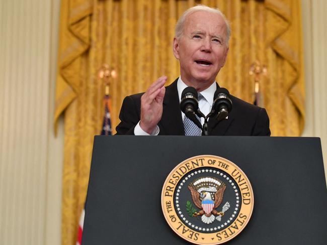 US President Joe Biden announces that America will provide a further 20 million vaccine doses to struggling countries. Picture: AFP