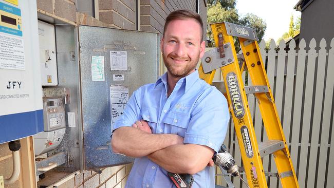 i4Tradies has helped electricians such as Chris Dimitriadis connect with more customers during the coronavirus pandemic. Picture: Nicki Connolly