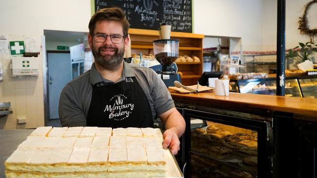 Malmsbury Bakery owner Anthony Allen with vanilla slice. Picture: Rachel Simmonds