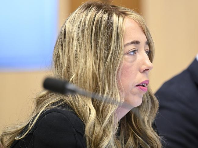 Rebecca Falkingham, chief executive officer of the National Disability Insurance Agency, appears at the Community Affairs Estimates at Parliament House in Canberra. Picture: NewsWire / Martin Ollman