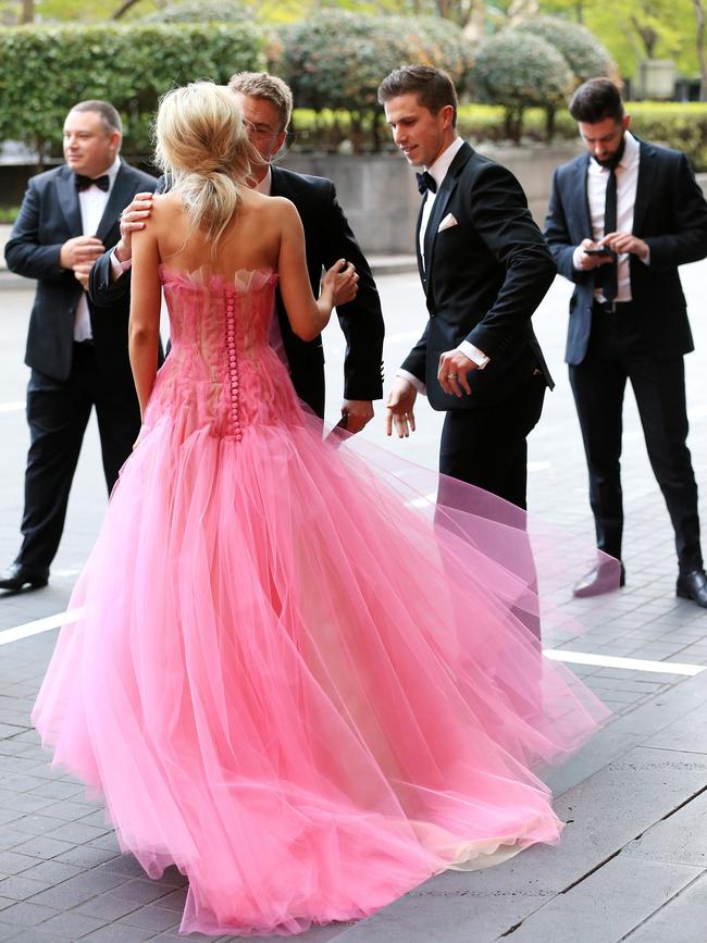 Jessie Murphy and Carlton captain Marc Murphy arrive. Picture: Mark Stewart