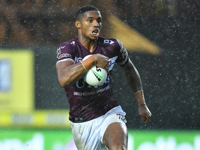 Manly speedster Jason Saab will not be available in the season opener. NRL Photos