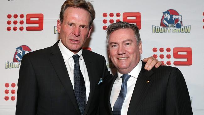 The Footy Show 21st birthday socials. Sam Newman and Eddie McGuire. Picture: Julie Kiriacoudis