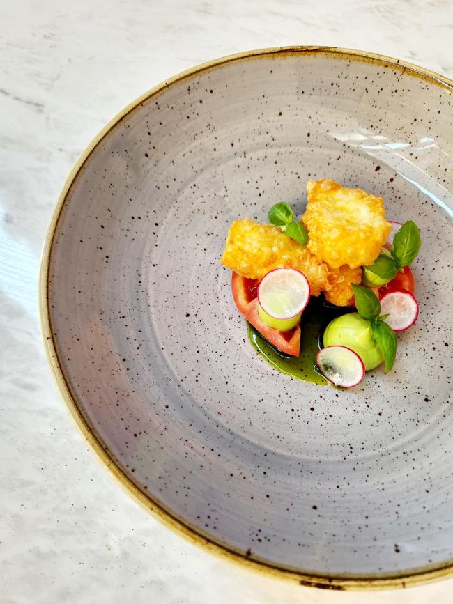 House-made haloumi, tomato and avocado at Temperance at Hotel Renmark.