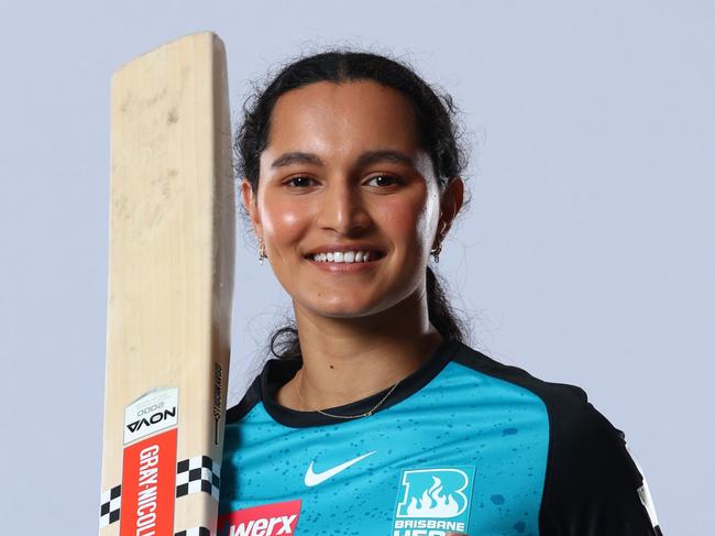 BRISBANE, AUSTRALIA - JULY 03: Sianna Ginger poses during a Brisbane Heat 2024-25 WBBL Headshots Session at National Cricket Centre on July 03, 2024 in Brisbane, Australia. (Photo by Chris Hyde/Getty Images for Cricket Australia)