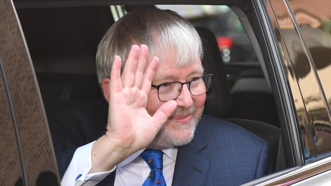 Mr Rudd waving to admirers during the same tour. Picture: AAP