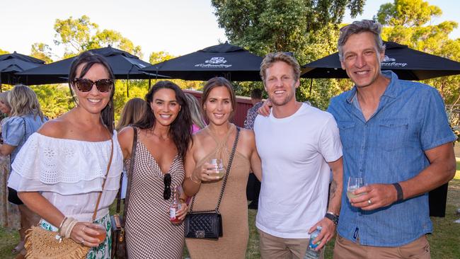 Ali Clarke, Jess Dover, Bel Sloane, Rory Sloane and Matt Clarke, who were guests at d'Arenberg Cube for the exclusive performance by Sam Smith in McLaren Vale. Picture: Ben Clark